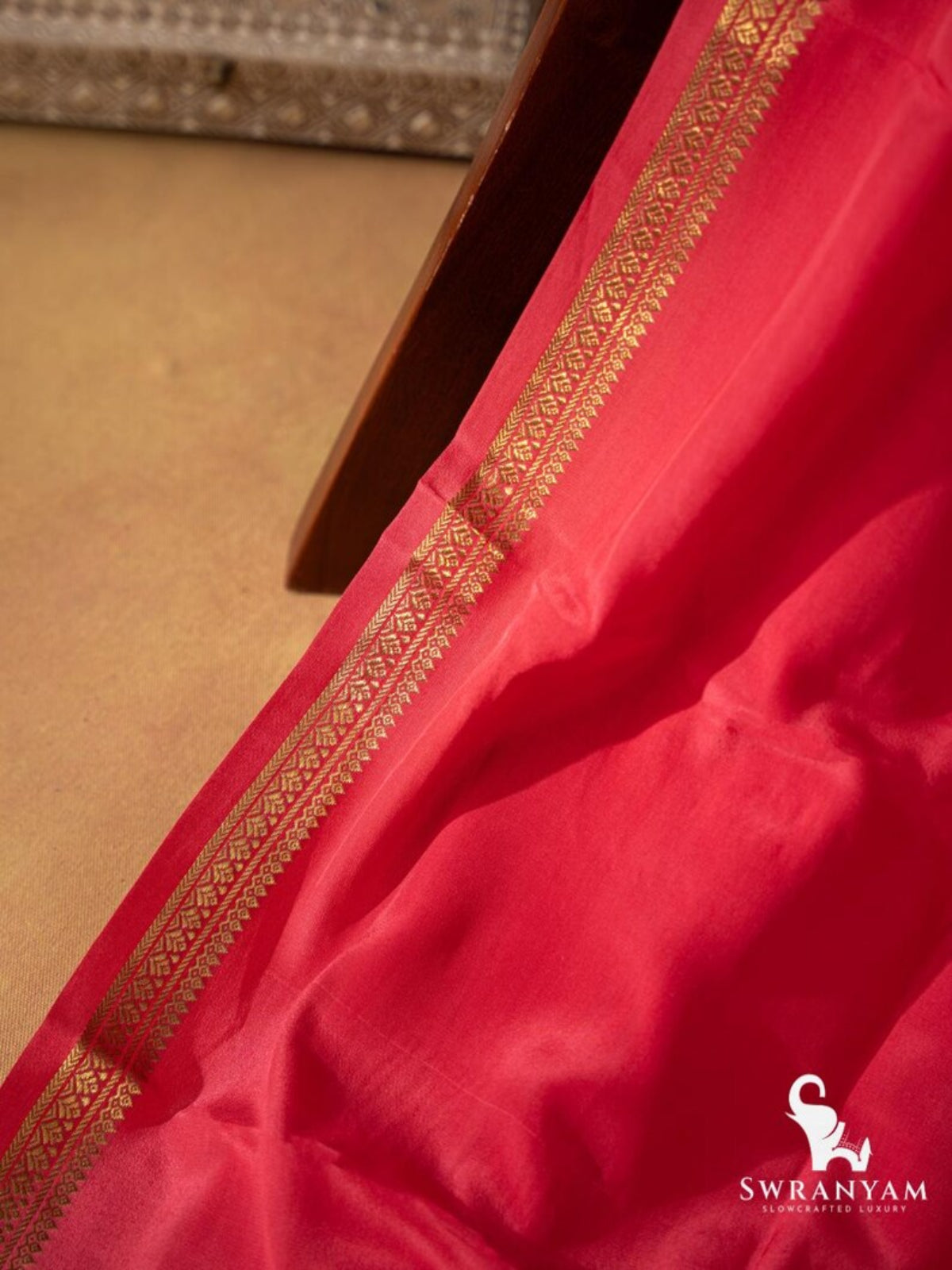 Swranyam Mysore Crepe Silk Saree Self Gold Zari Pallu