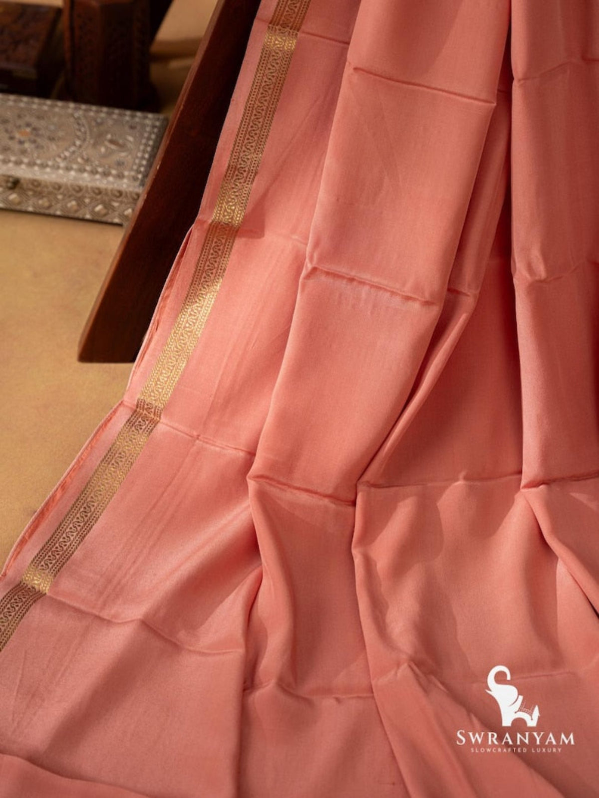 Mysore Silk Saree Fabric Texture 120 GSM – Swranyam