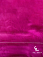 Plain magenta silk fabric with thin silver stripes, matching piece for the crimson red and magenta Telia Rumal saree