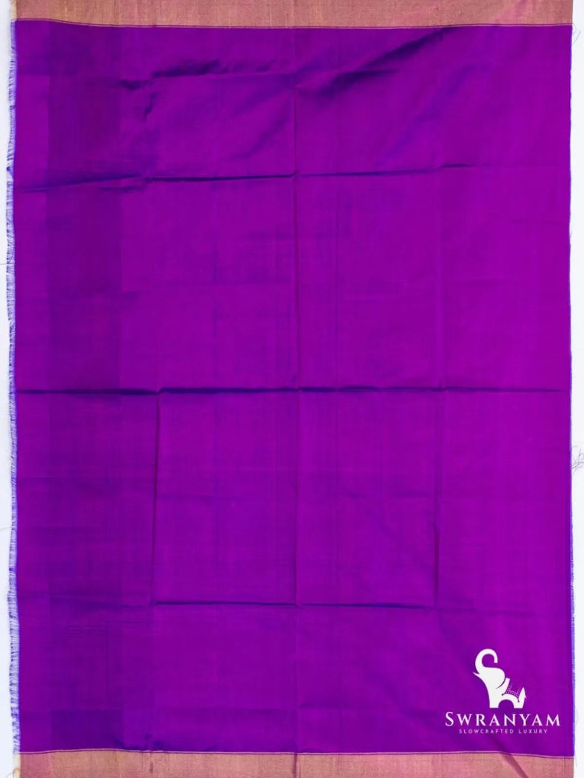 Plain royal purple silk blouse piece with gold zari edges for the royal purple Pochampally ikat silk saree