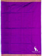 Plain royal purple silk blouse piece with gold zari edges for the royal purple Pochampally ikat silk saree